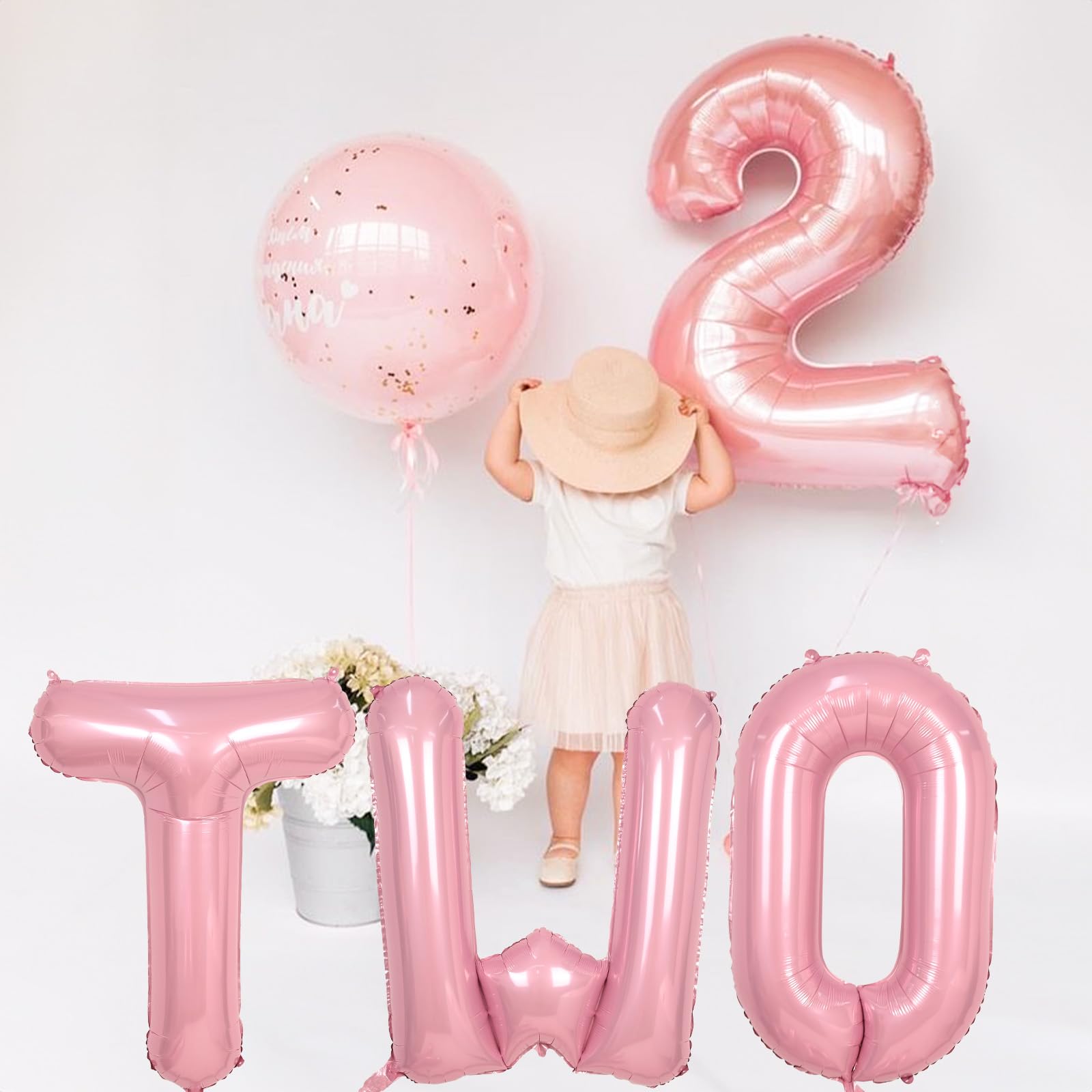 Amazon | 40インチ パステルピンク 2文字バルーン ライトピンク リボン